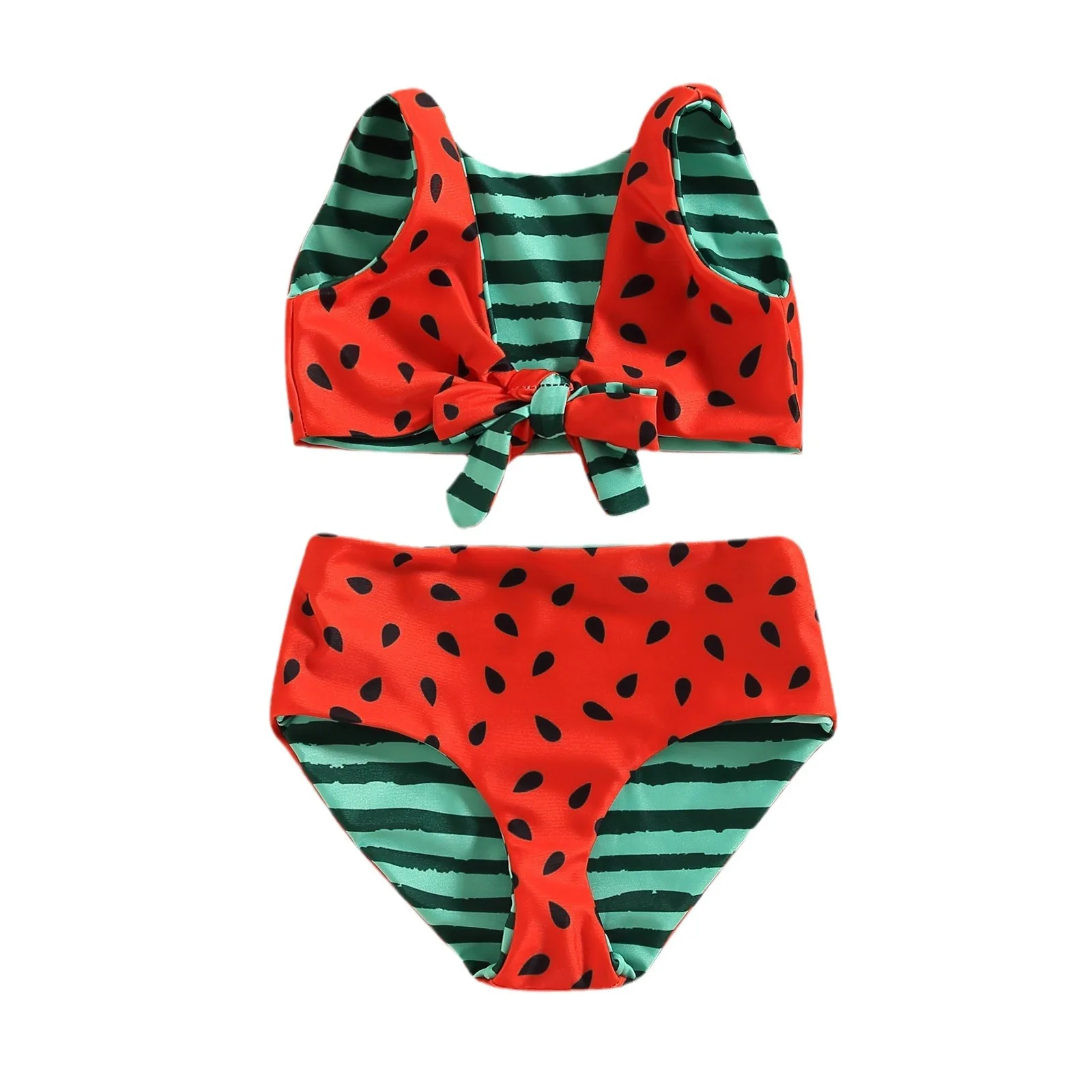 New Fashion Style Summer Kids Girls Cool And Lovely Watermelon Fruit Floral Printing Two-Piece Swimwear