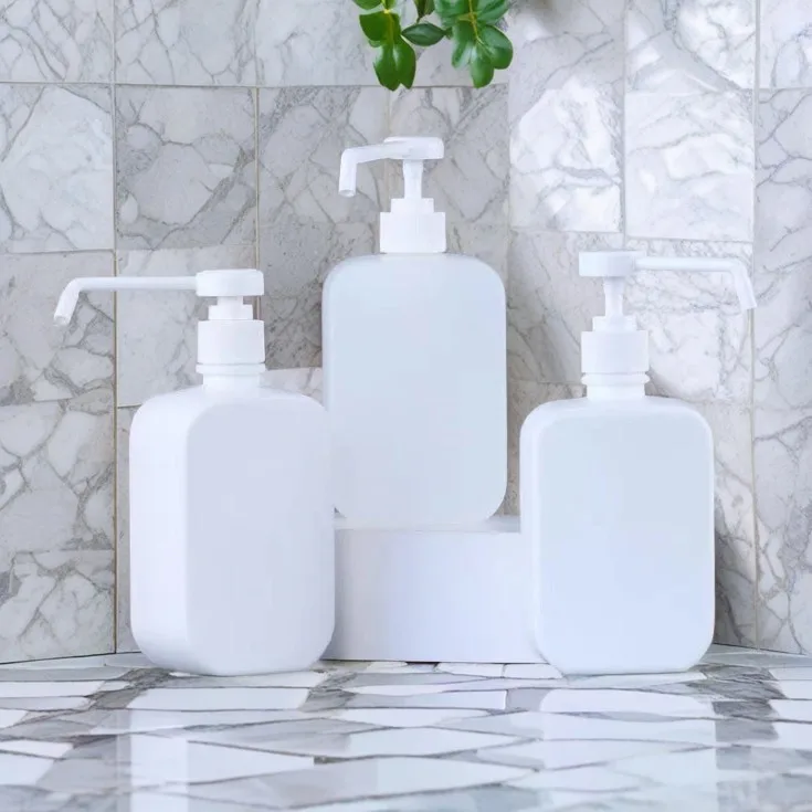 High Quality 500ml Flat Square PE Bottle With Pump Incredibly Soft And Smooth Plastic Bottle For Shampoo Lotion & Soap