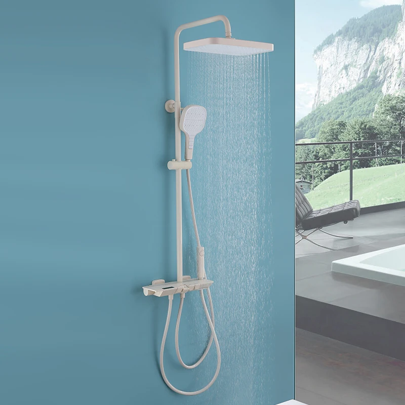 Luxury Wall Mounted Waterfall Smart Shower Set High Pressure Head Digital Thermostatic Piano Shower Sets