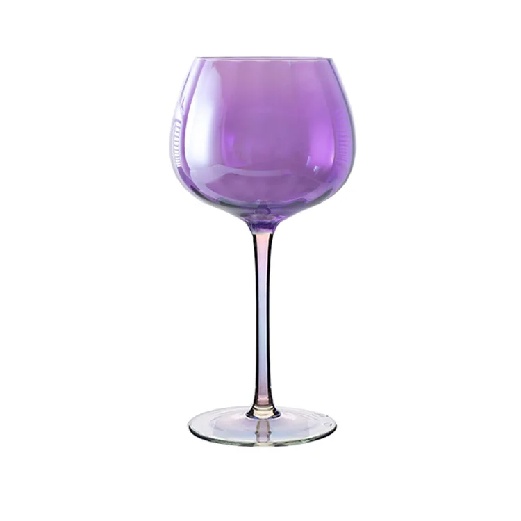 Hot Sale Factory Direct Price Purple Long Stem Goblet colored wine glasses for wedding decoration