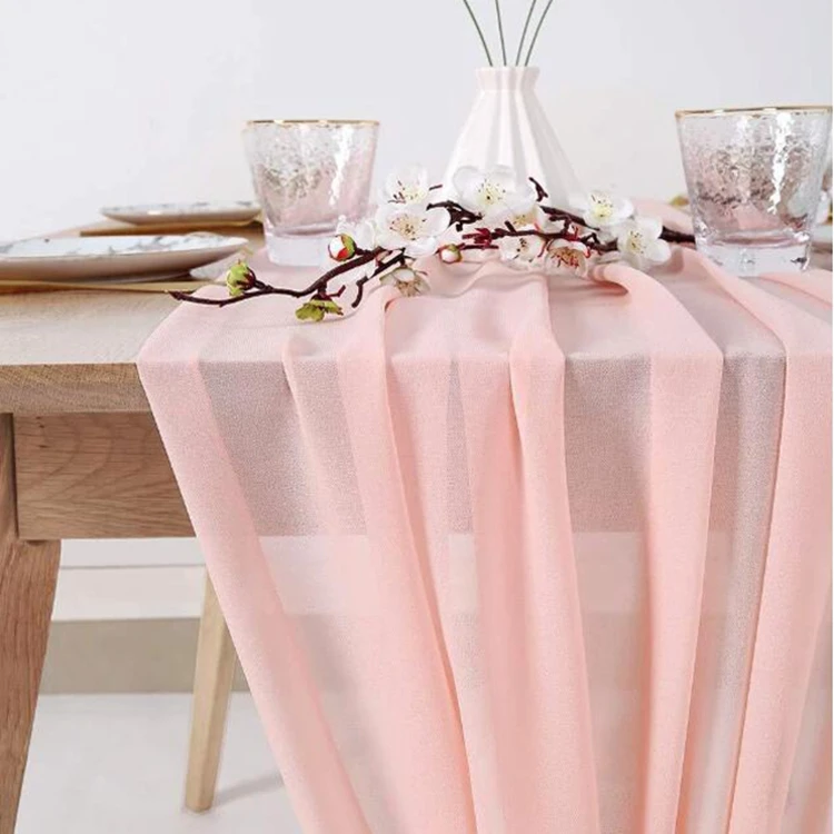 Wedding fabric comfortable white table runner daily home decor chiffon table runner