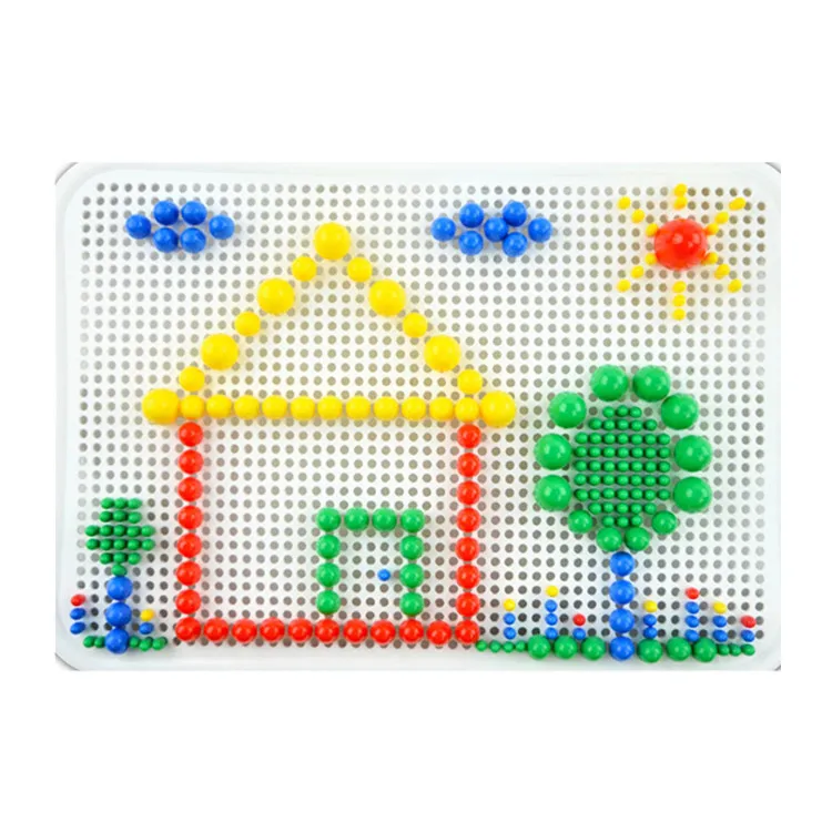 Children 350pcs Mushroom Nail Puzzle Didactical intelligent Games DIY Plastic Flashboard Children Educational Toy Jigsaw Puzzle