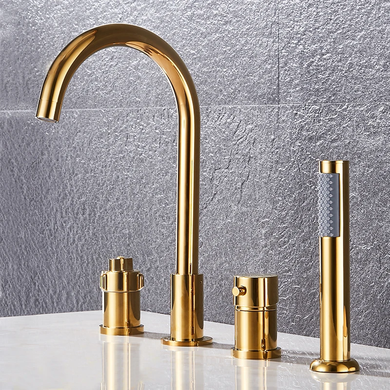 
All-Copper Thermostatic With Embedded Split Four-Piece Rain Shower Hot and Cold Rotatable Bathtub Faucet 