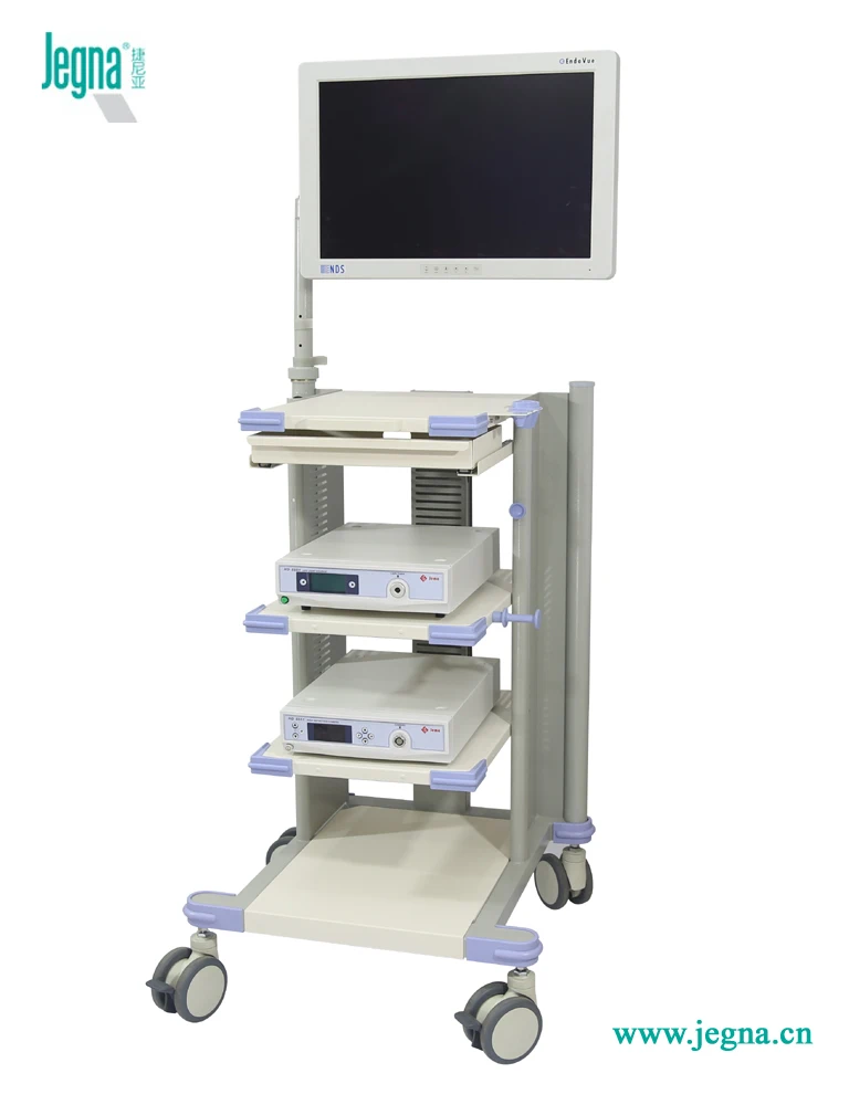 Mobile doctor workstation computer trolley medical endoscope cart with shelves
