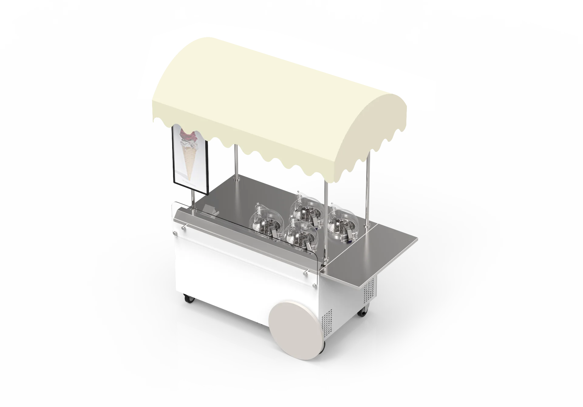 4 pots continuous churning Miles Galaxy PRO V4 cart outdoor street  Standing Floor Frozen Yogurt Hard Serve Ice Cream Machine