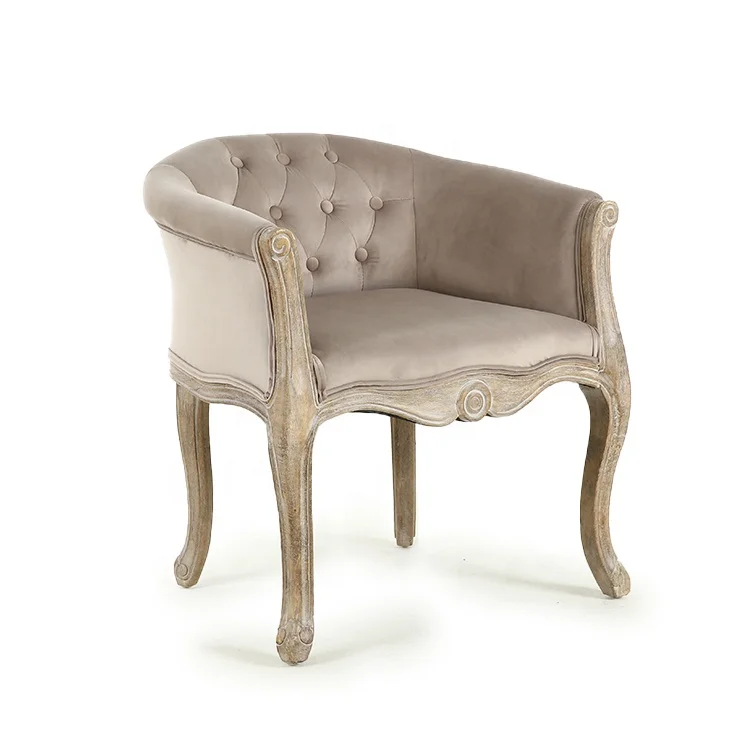 5KS24558-26 Rubber Wood KSV25026 Taupe Highend leisure living room velvet lounge sofa chair Antique Leisure Chair
