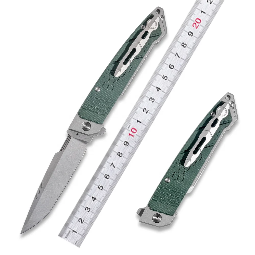 Multi Function Knife Making Supplies VG10 Steel Sandwashing Blade Green Linen Micarta Handle Pocket Folding Knife