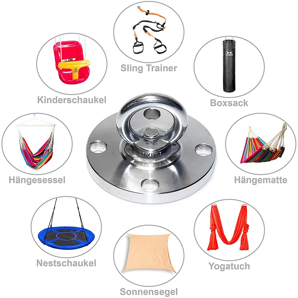 Stainless Steel Ceiling wall mounted brackets anchor hook for Suspension trainer Yoga swing hammock Resistance bands Battle rope