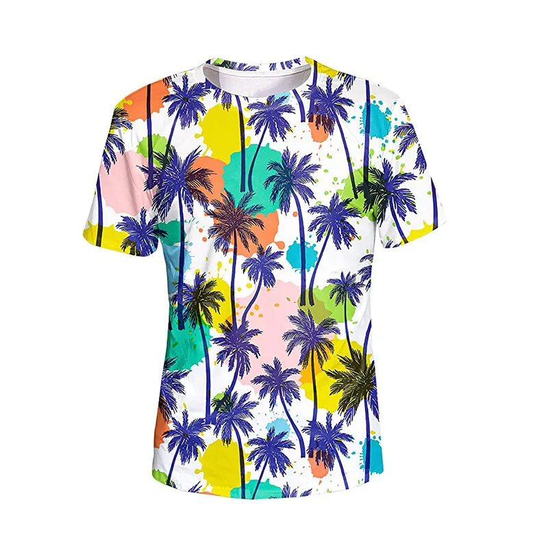 Wholesale All Over Printed Tshirt Palm Paradise 3D Printing Summer Tropical Graphic Tshirts For Men Women