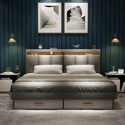 1.2m/1.5m/1.8m/2.0m Sleeping Modern Design Queen King Size Velvet Upholstered Platform Bed