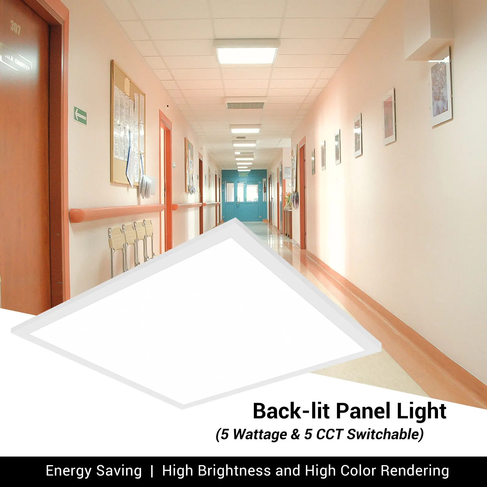 5CCT Tunable 130lm/w Back Lit Recessed LED Light Panel High Lumen 125-130lm/w Square Ceiling Backlight LED Panel Light