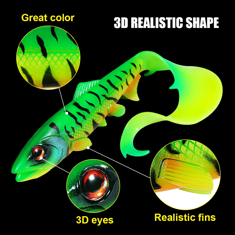 Spinpoler Firebomb Soft Fishing Lure Swimbait 17.5cm 22cm Long Wavy Tail Big Pike Bait Grub Seductive Swimming Action Rig Jig