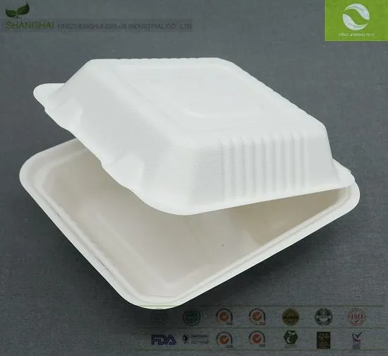 Disposable Bagasse Container Packaging Box Tableware Products Sugarcane Bagasse Packaging Burger Boxes Food Triangle Cake Box