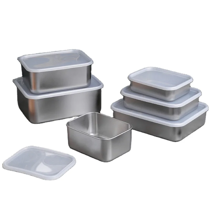 3 в 1 контейнер для хранения продуктов из нержавеющей стали bento Ланч-бокс с пластиковой крышкой для холодильника, микроволновой печи