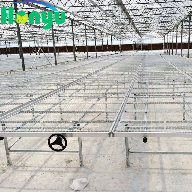 Hot Sale Agriculture Greenhouse Galvanized Wire Mesh Rolling Benches Movable Seed Beds For Nursery