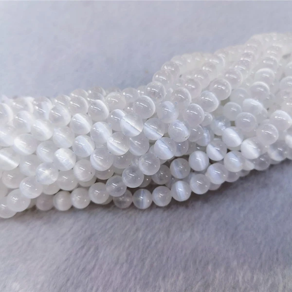 Wholesale Natural Smooth Charm Gemstone  Selenite Stone Loose Beads For Jewelry Making
