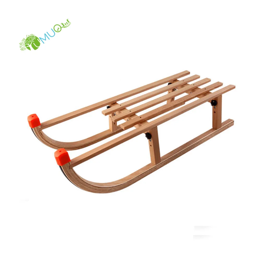 YumuQ 90CM Classic Kids Snow Sledge for Outdoor Skiing, Winter Sports and Gifts Toys Foldable Wood Sledge