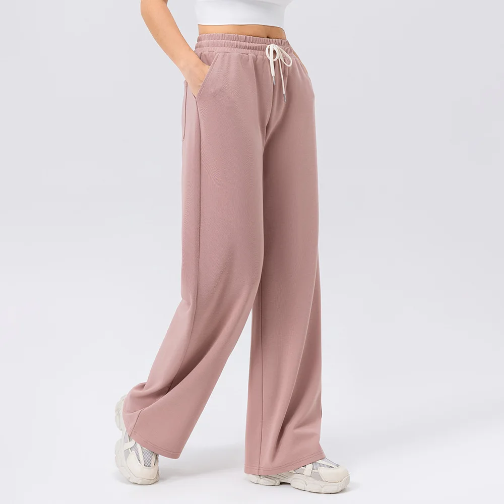 Wholesale Winter S-2XL Women Wide Leg High Waist Loose Outdoor Running Fitness Trousers Solid Color Casual Sports Workout Pants