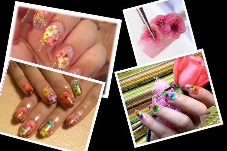12pcs/box 3d diy dried flowers nail art decorations real dried flower stickers manicure charms designs for nails accessories