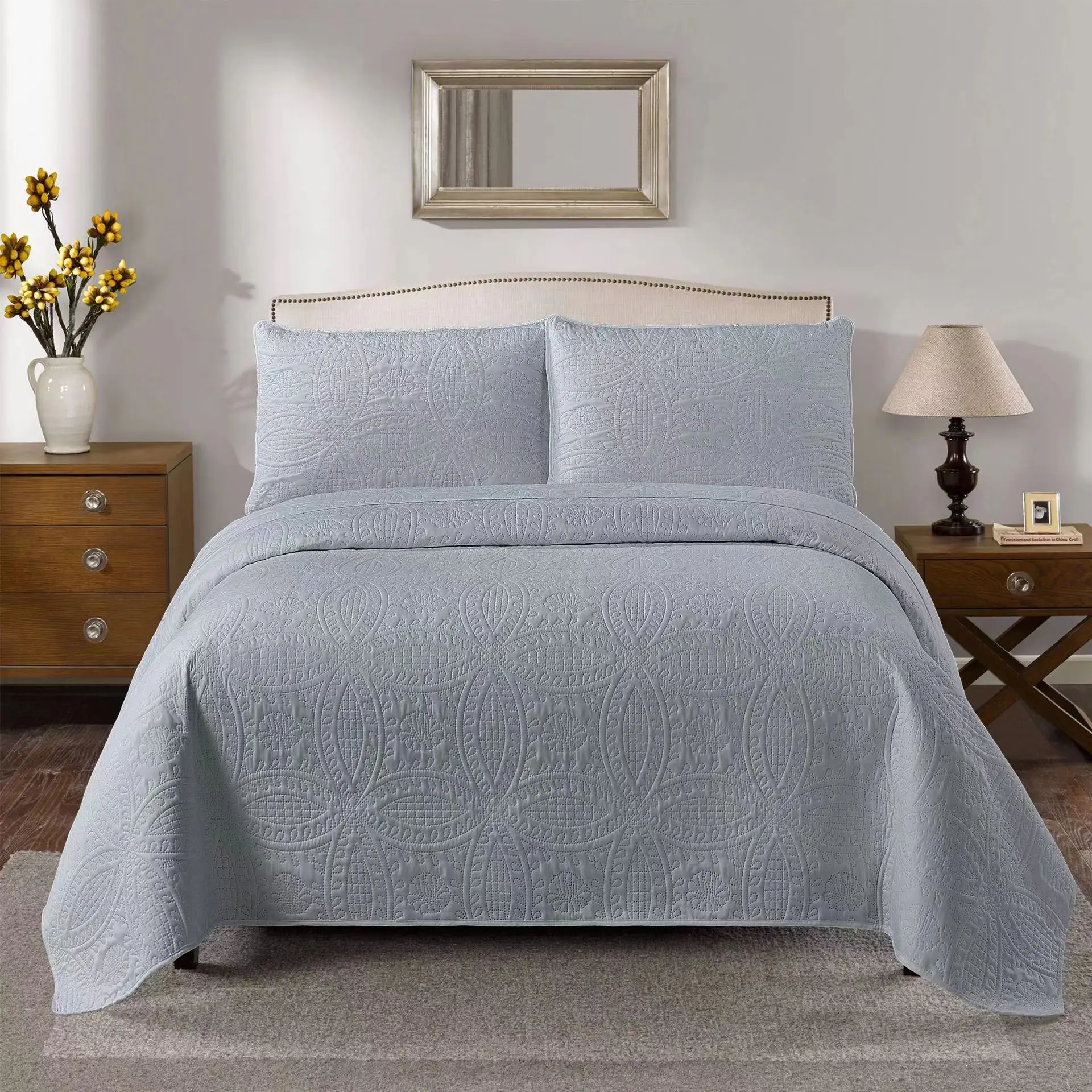 Reversible Microfiber Quilted Coverlets Bedspread Set