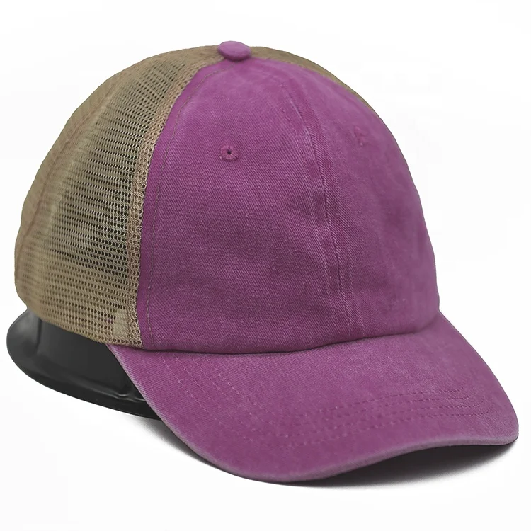 2023 High quality washed trucker cap unstructured cotton mesh back hat pigment dyed hat metal buckle sports cap for sale