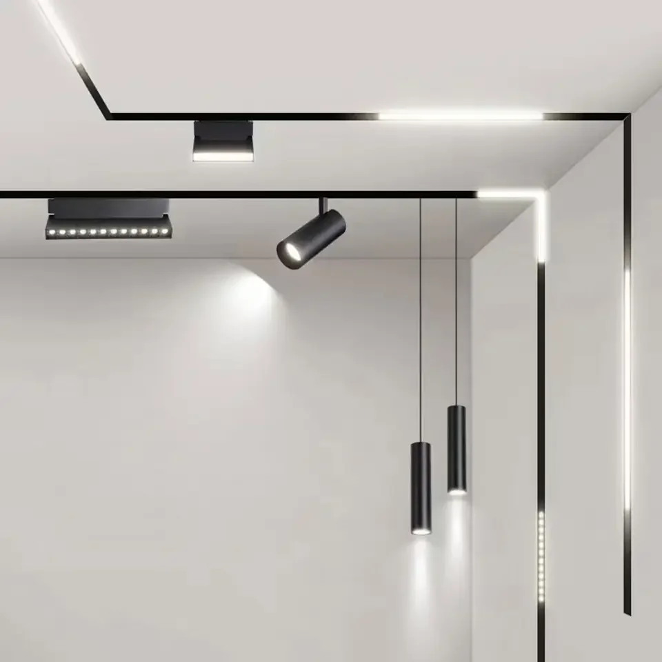 Euro Modern Spotlight Ceiling Surface Recessed 48V Cob Magnetic Track Lighting System Led Magnetic Track Rail