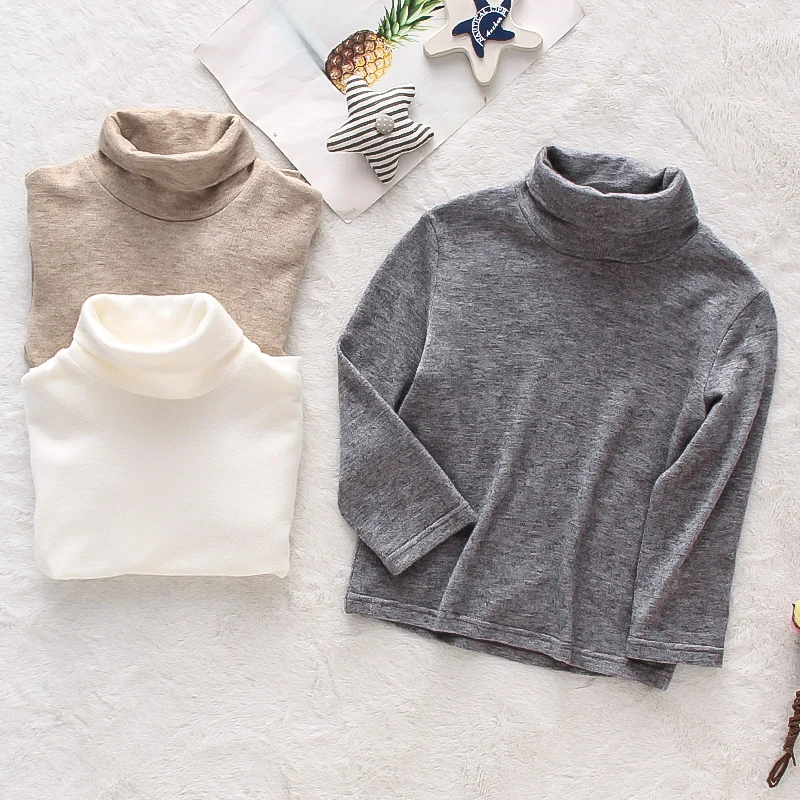 Wholesale Toddler Baby Girls Winter long sleeve Sweater High neck cashmere solid casual Comfortable infant baby sweaters