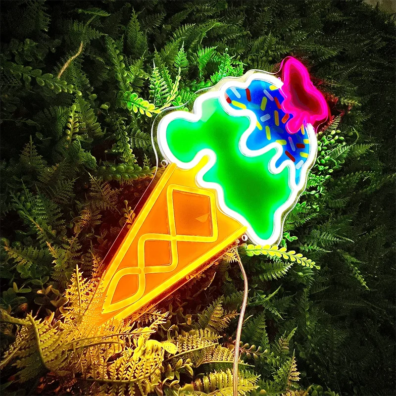Custom Store Name Neon Sign Ice Cream Neon Sign Custom flex Led wall custom Neon Light Sign for bar