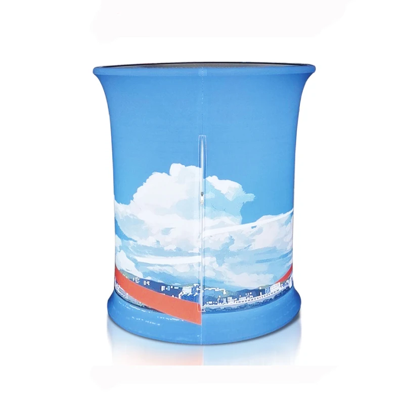 Portable Promotion Triangle Pop up Fabric Counter Table Folding Trade Show Podium for Exhibition