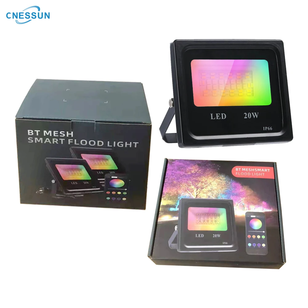 20W 30W RGBW Outdoor Flood Lamp WiFi Multi colors Smart LED Flood Lights APP Work