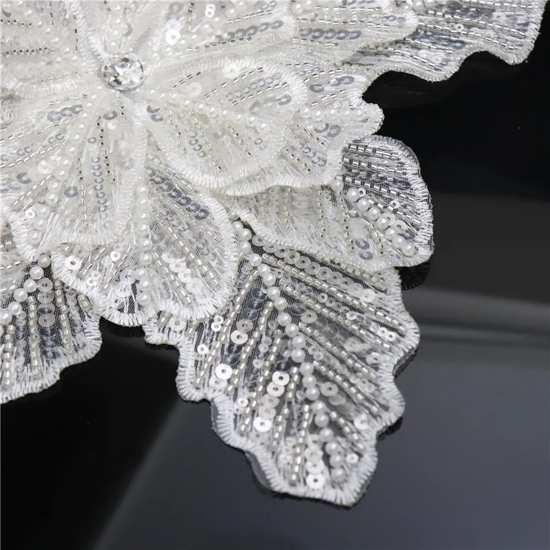Extra Large Handmade Flower Intricate Beaded Rhinestone Decorative Flower Snowflake Shape Clothing Accessories