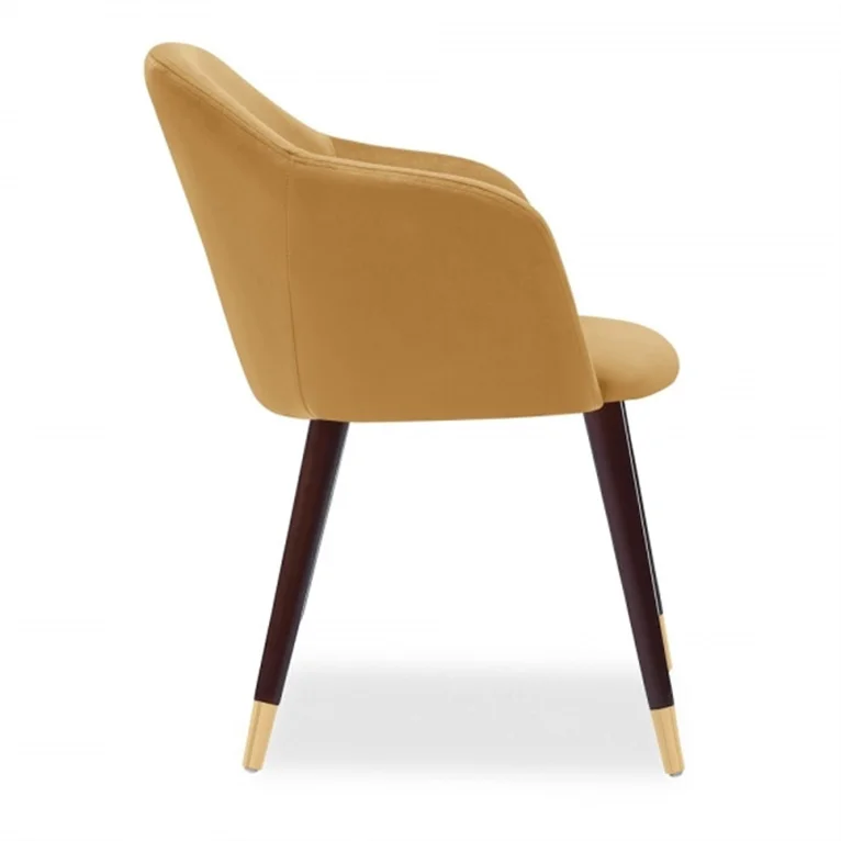 Hot selling Armchair Velvet Accent Velvet Dining Room Chairs Yellow Gold Grey Metal Leg Velvet Chair with arm
