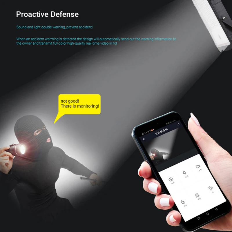 Portable IP67 Waterproof CCTV Camera 200Pixel Real Time Monitoring Remote Control Solar LED Flood Garden Use Outdoor Waterproof