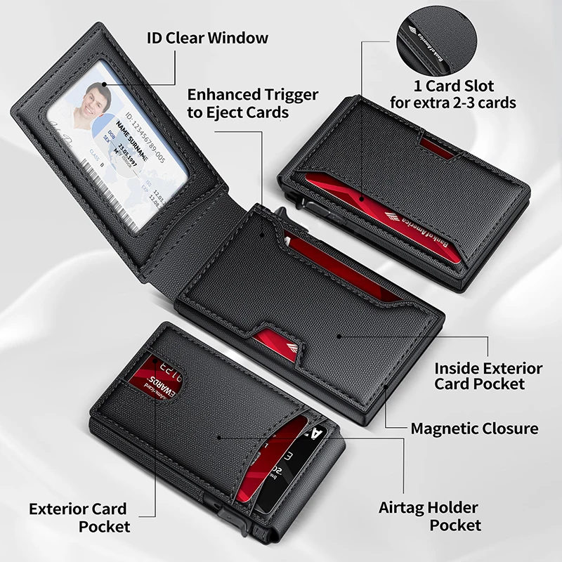 Rfid Blocking Card Wallet Mens Laserable Logo Customization Leather Guess