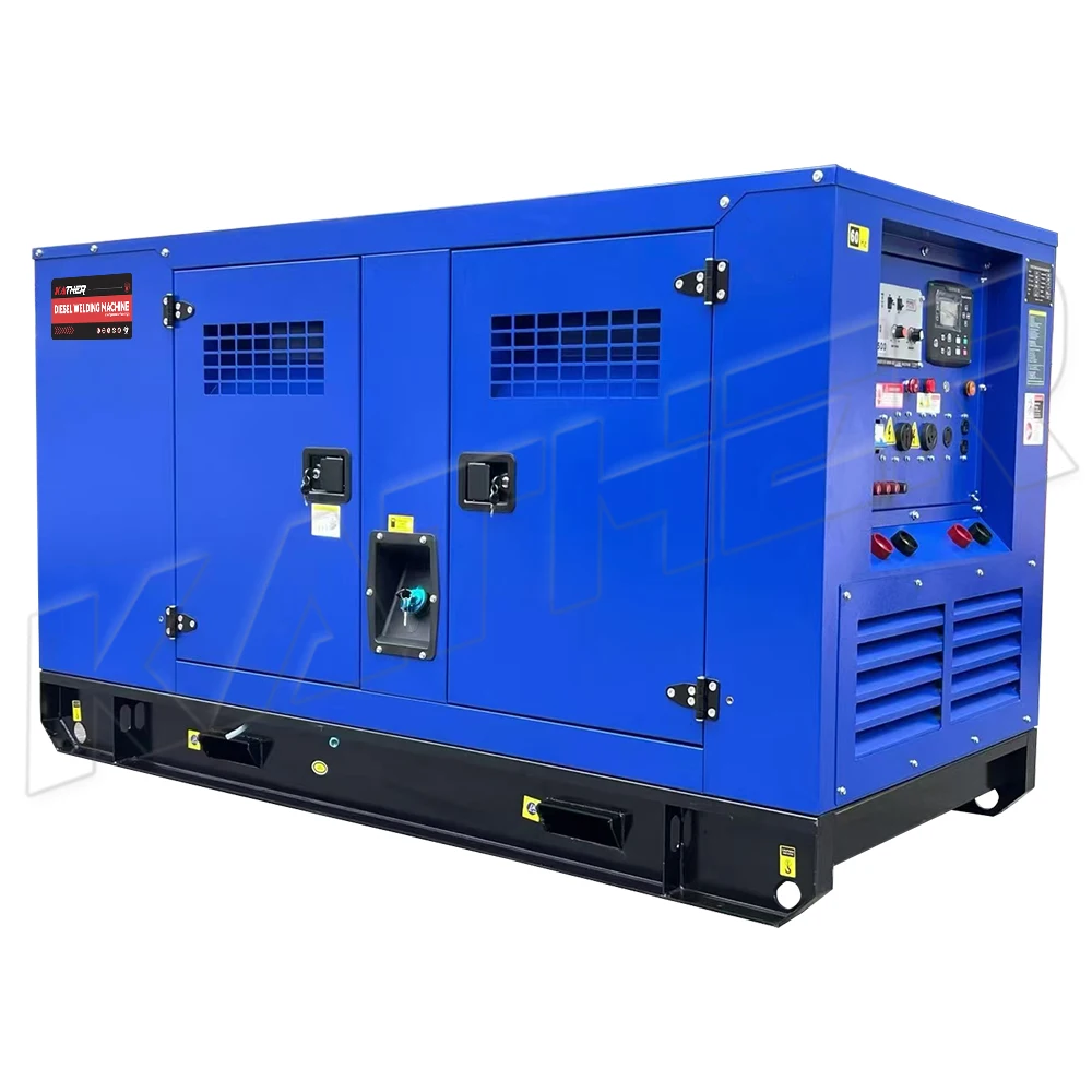 KATHER 30kva 50kva Silent Type Diesel Engine Driven Welding Machine Generator Soundproof 50/60hz Frequency With ATS