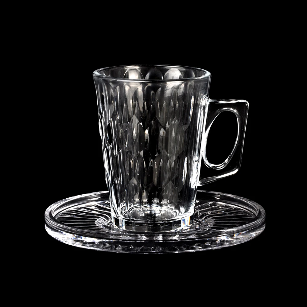 2024 Custom Wholesale Coffee Cup And Plate Set Coffee Glass Drinking Coffee Tea Cup And Saucers For Afternoon Tea Set