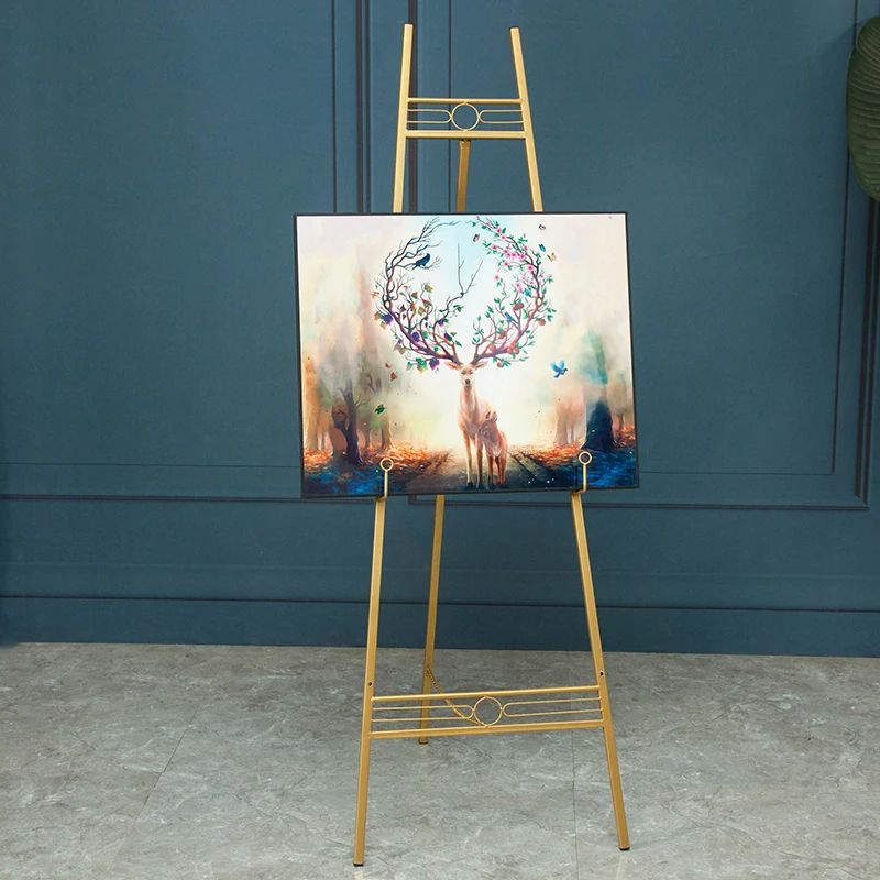 Oil painting floor stand minimalist poster stand welcome water sign display stand iron wedding photo easel