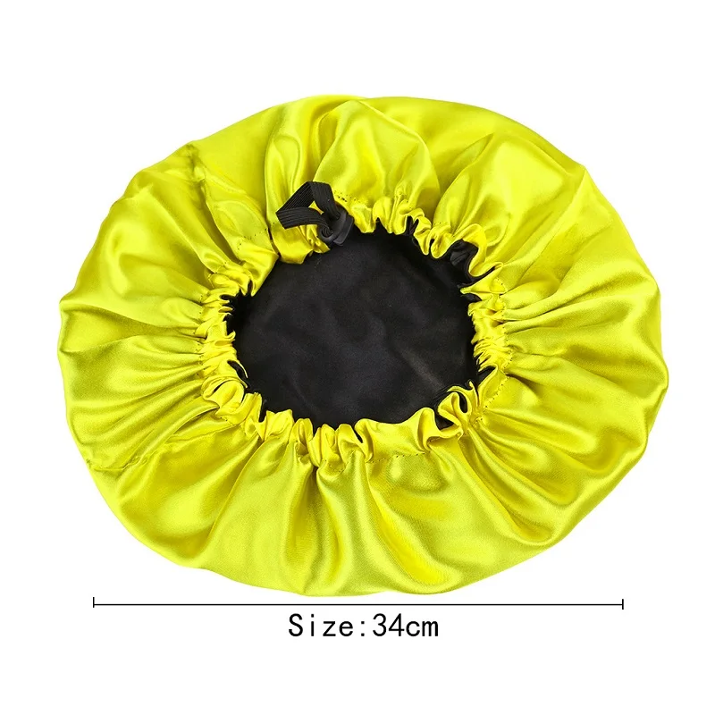 2022 Custom Logo Lady ECO Reusable Shower Cap Double Layer Women Satin Silk Lined Sleep Cap