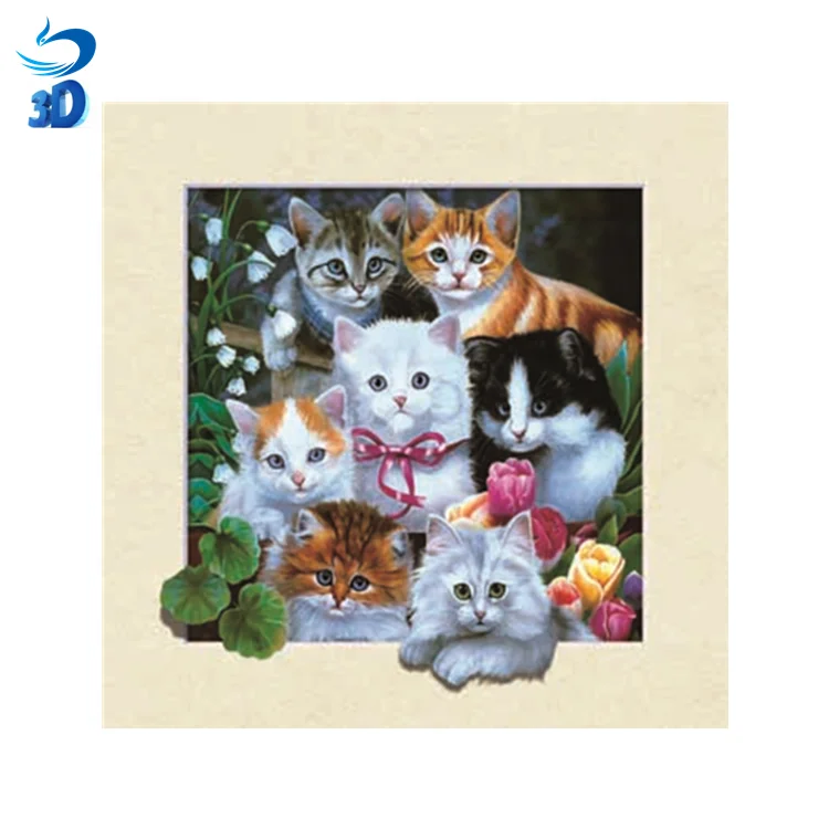 
5d lenticular printing for home decoration 3d picture of cat lenticular picture 