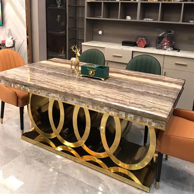 high quality high end modern luxury marble top dining table with gold stainless steel hotel home wedding dining room furniture
