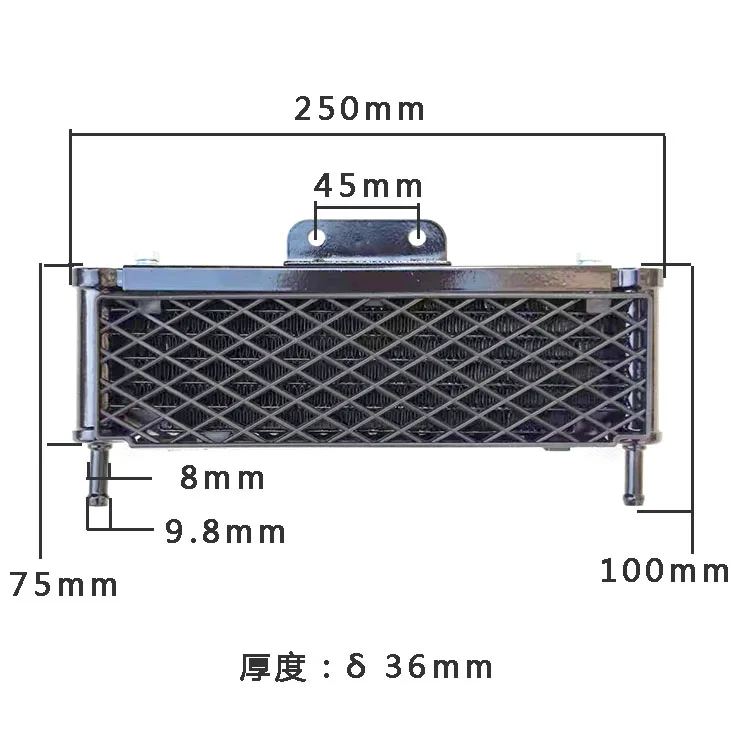 Double sided protection for oil radiator of motorcycle oil cooler, beach vehicle and off-road vehicle