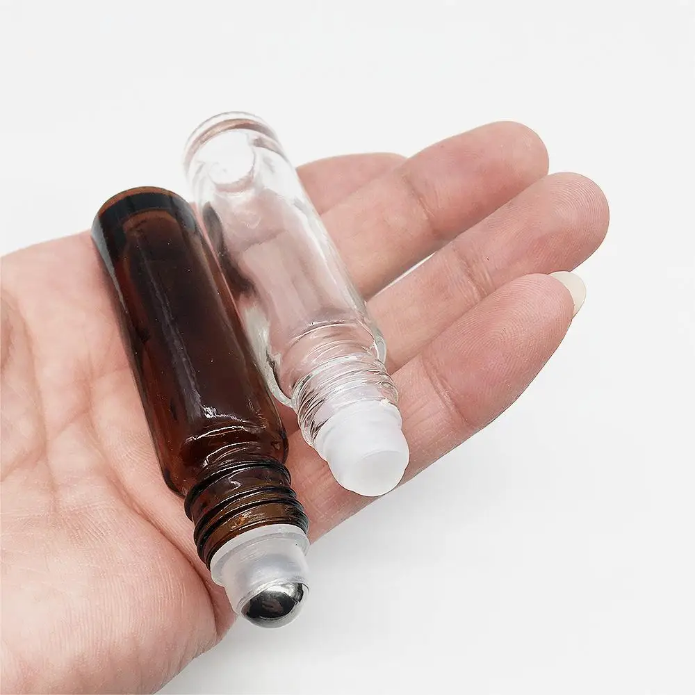 10ml roll on bottle perfume essential oil empty serum roll on amber brown glass bottle eye cream lipstick roller bottle