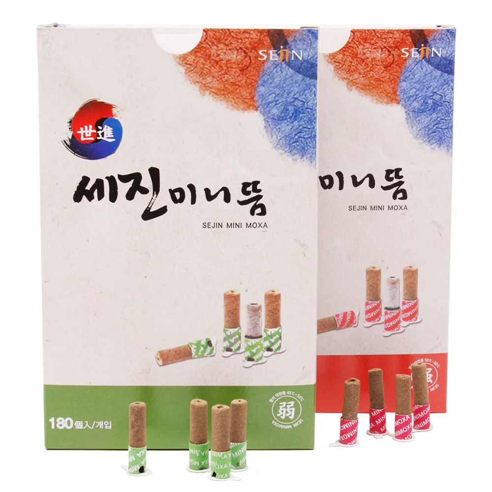 SEJIN MINI MOXA. STRONG & WEAK TWO TPYE. Medical Moxibustion Made Korea Nature Therapy  Cone Pure Moxa Roll (180PCS/BOX)(2 TYPE)