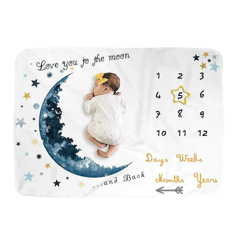 Personalized Newborn Photography Props Flannel Fleece Baby Monthly Milestone Blanket With Accessories Custom Month Blanket