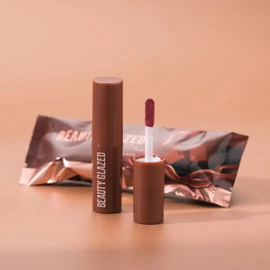 BEAUTY GLAZED 12-color Chocolate Lipstick Lip Glaze  Water Glossy Glass Velvet Matte Matte Air Lip Glaze Lip Gloss