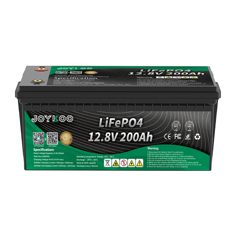 12V200Ah 12 8 V 200Ah 12V LFP глубокий цикл Солнечный RV Караван морской литий-ионный аккумулятор 100Ah Smart BMS LiFePO4