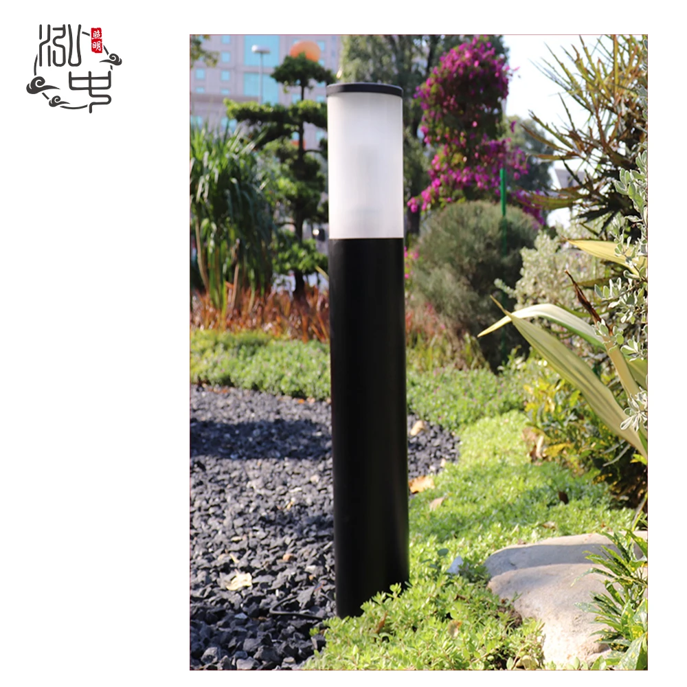 ACDC12-220V 60cm 800mm aluminium PC PMMA e27E14 LED Outdoor black garden bollard light lawn lamp with