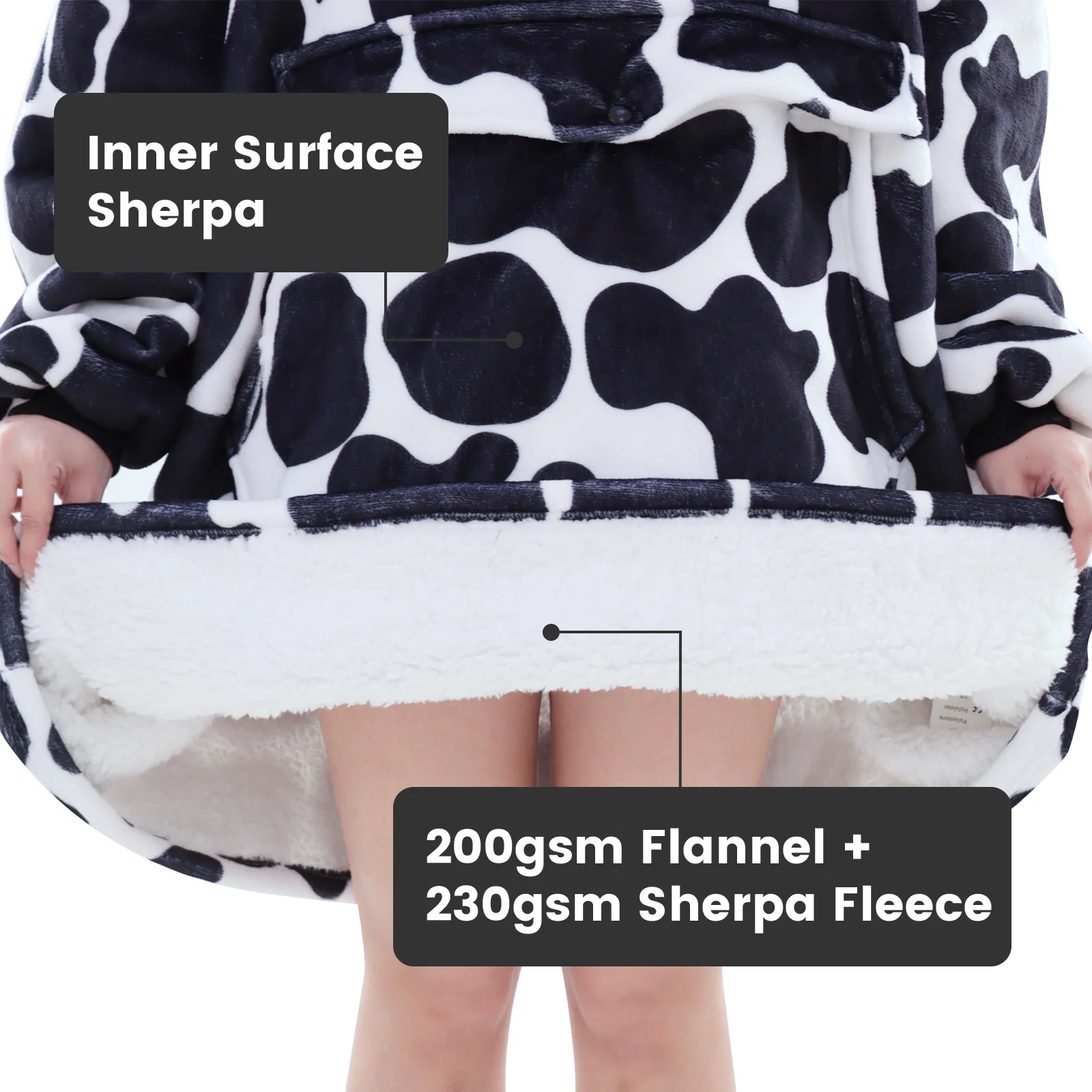 Custom Printed Oversized Flannel Fleece Blankets Hoodies Women And Man For Watch TV