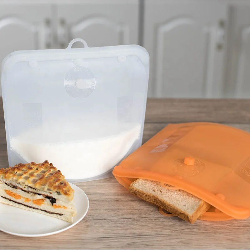 Best Seller Leakproof Food Grade Safe LFGB Food Grade Reusable Silicone Food Storage Snack Sandwich Bag For Kids