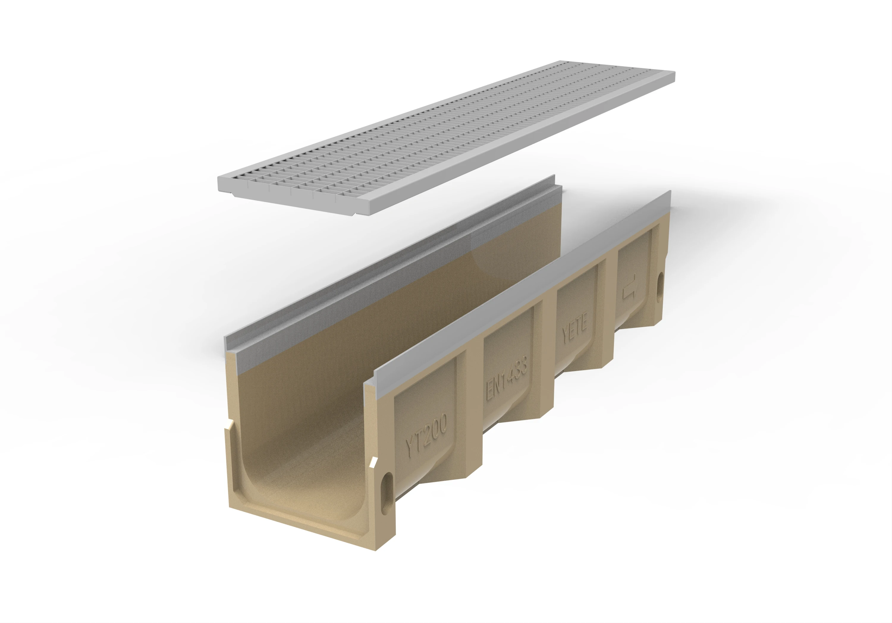 Polymer concrete drain channel trench roof channel drain with stainless steel cover for outdoor